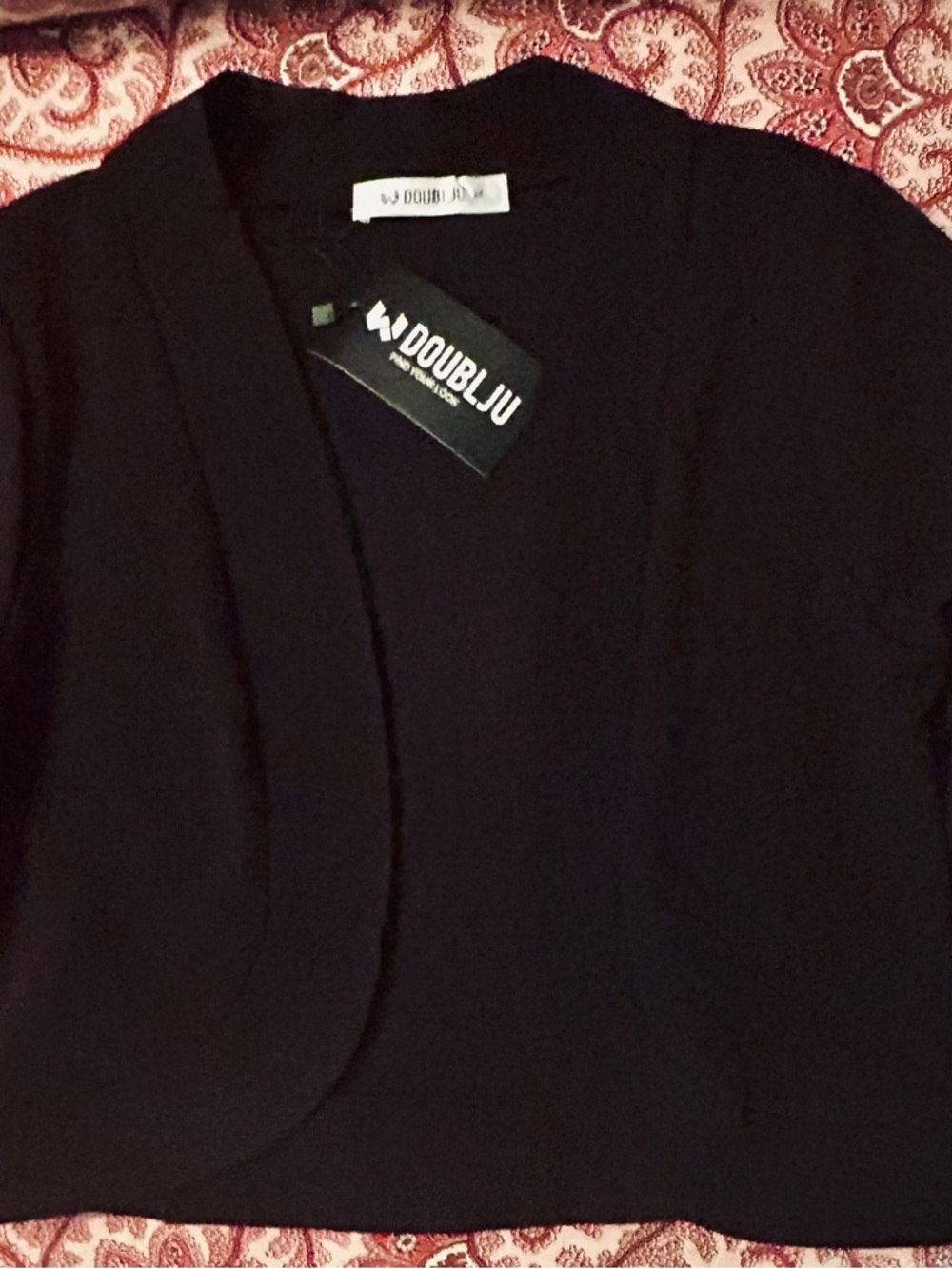 NWT Doublju Black Open-Front Cropped Knit CardiganSize M